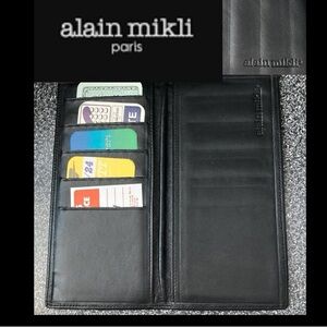 NWOT Vintage 90s Alain Mikli Paris Leather Wallet Slim style. Black